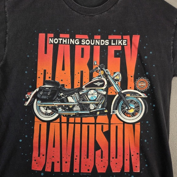 Vintage Harley Davidson Shirt Mens Large Black Motorcycle Graphic 90s Tee - Picture 2 of 8